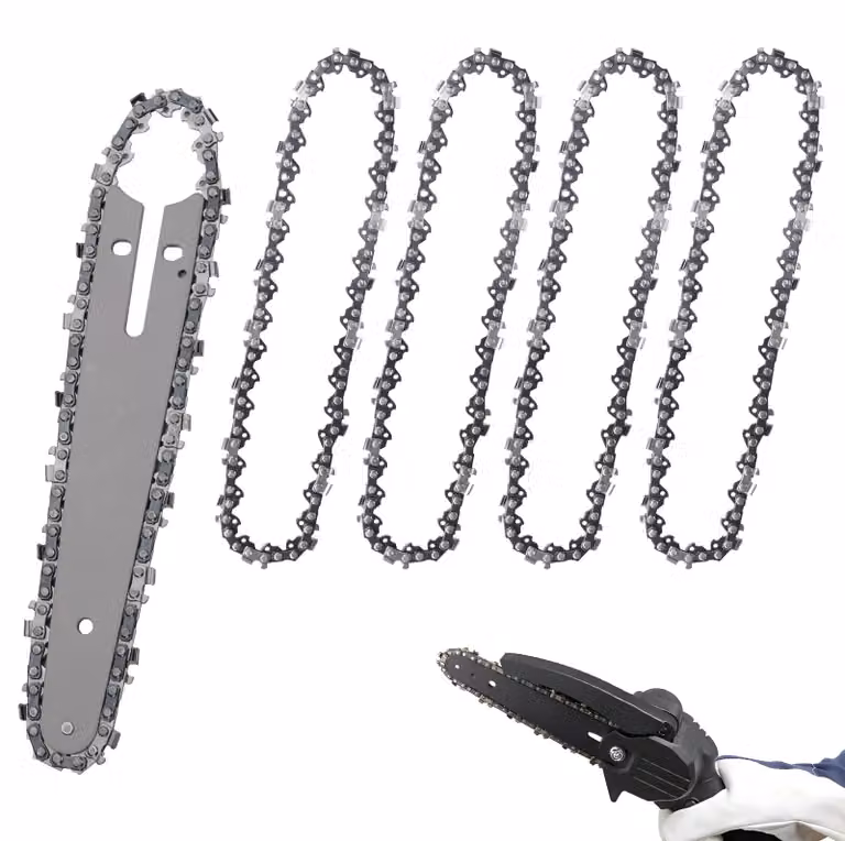 Catena per motosega, confezione da 5 pezzi - Sbarra di ricambio per catena motosega - 15,2 cm - Acciaio al manganese 65 temprato - Ideale per la potatura di alberi - Circonferenza 18 pollici - Catena per motosega