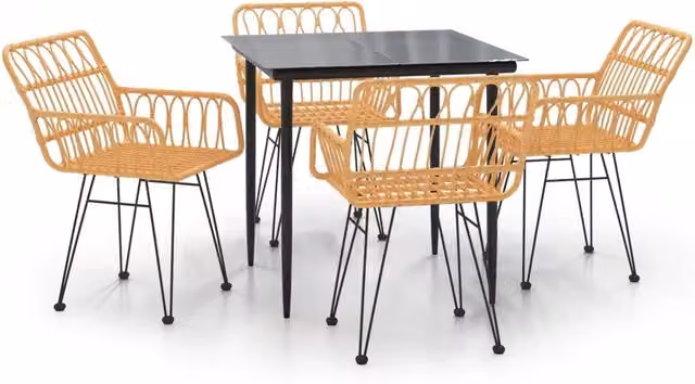 Set da Pranzo da Giardino 5 pz | Set Salotto da Giardino in Polyrattan