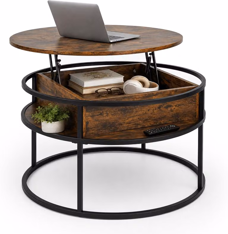 Tavolino con spazio contenitivo - Dimensioni: 47 x 80 cm - Colore: marrone - Dettagli: nero