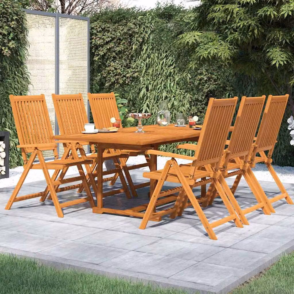Set Mobili da Pranzo da Giardino vidaXL in Legno di Acacia Marrone, 7 Pezzi