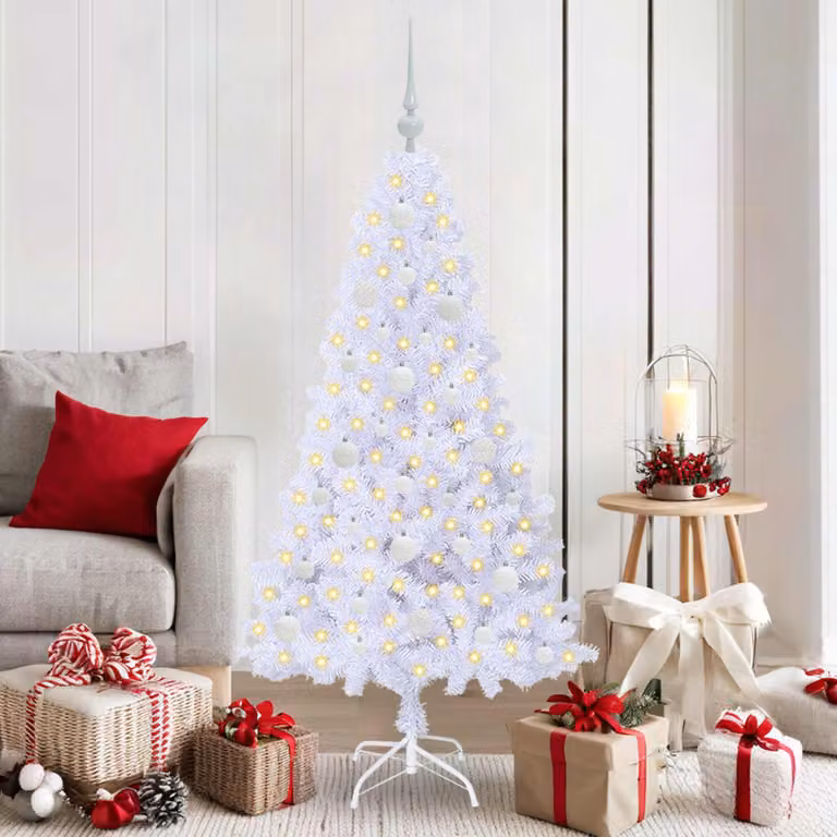 Maison Exclusive - Albero di Natale artificiale bianco, 150 cm, in PVC e acciaio