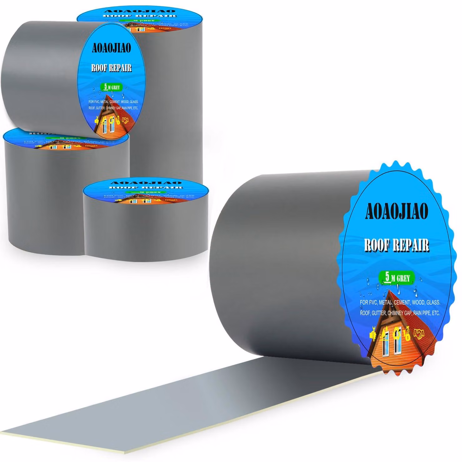Nastro riparatore per grondaie, autoadesivo, 15 cm x 2,5 m, impermeabile, per riparazioni di grondaie