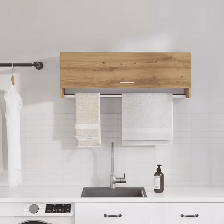Armadio a parete vidaXL in rovere marrone con ante a battente e appendiabiti L/P/H: 100 x 32,5 x 35 cm