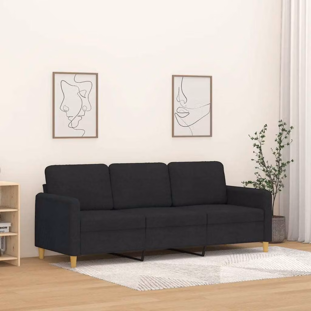 Maison Exclusive - Divano a 3 posti nero 180 cm tessuto