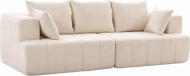 Divano 3 posti HOMCOM in chenille beige con seduta ampia e cuscini a molle, Larghezza: 248 cm