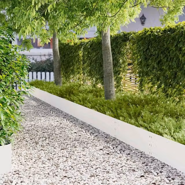 Bordura per Prato 30 pz 100 x 30 cm Acciaio Bianco 8008628