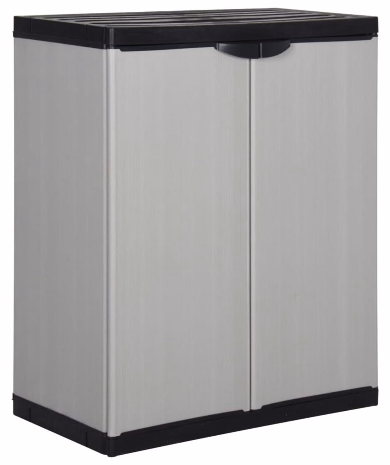 Armadietto da giardino con 1 ripiano - 68 x 40 x 85 cm - Grigio e nero - Contenitore da giardino in plastica