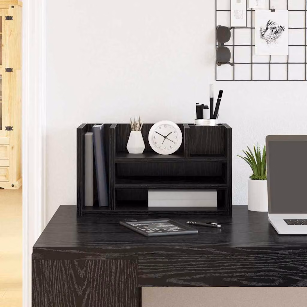 Maison Exclusive - Organizer da scrivania effetto rovere nero 44,5 x 24 x 25 cm