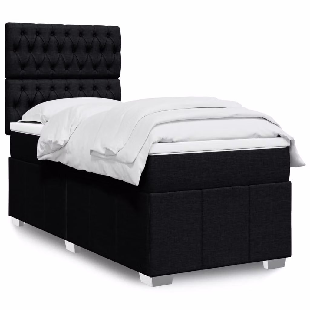 Letto Ibrido vidaXL con Materasso a Molle Insacchettate e Illuminazione Sotto il Letto, Nero e Bianco, L/P/H: 190 x 90 x 150,5 cm