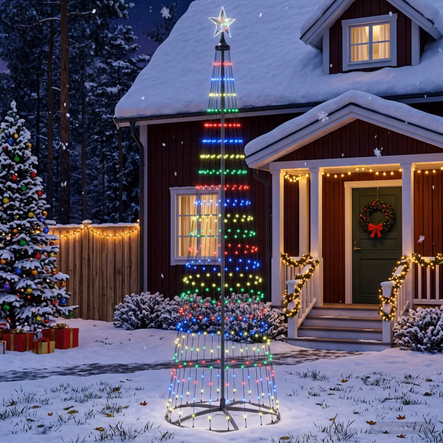 vidaXL Albero di Natale a cono LED 250 cm 470 LED Multicolore Acciaio