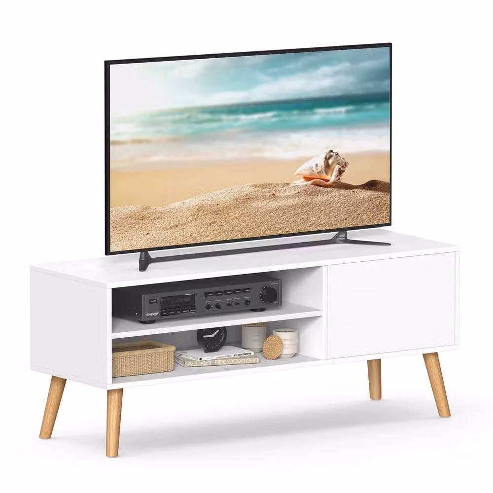 Tavolino per TV in Stile Vintage, Bianco