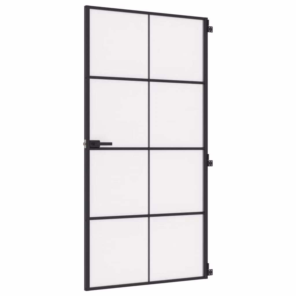 Porta Interni Sottile Nera 102,5x201,5Vetro Temperato Alluminio