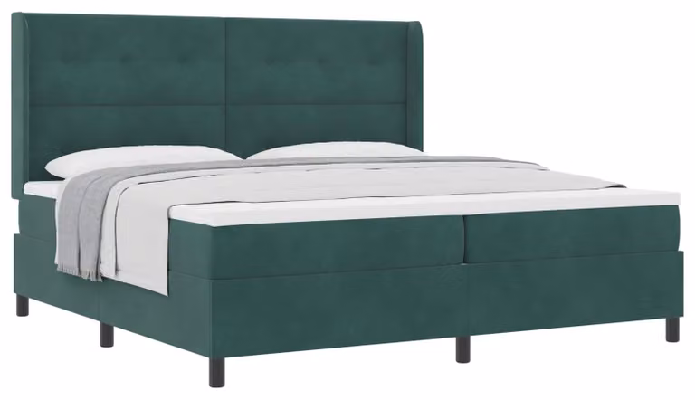 Letto a molle con materasso Verde Scuro 200 x 200 cm Velluto
