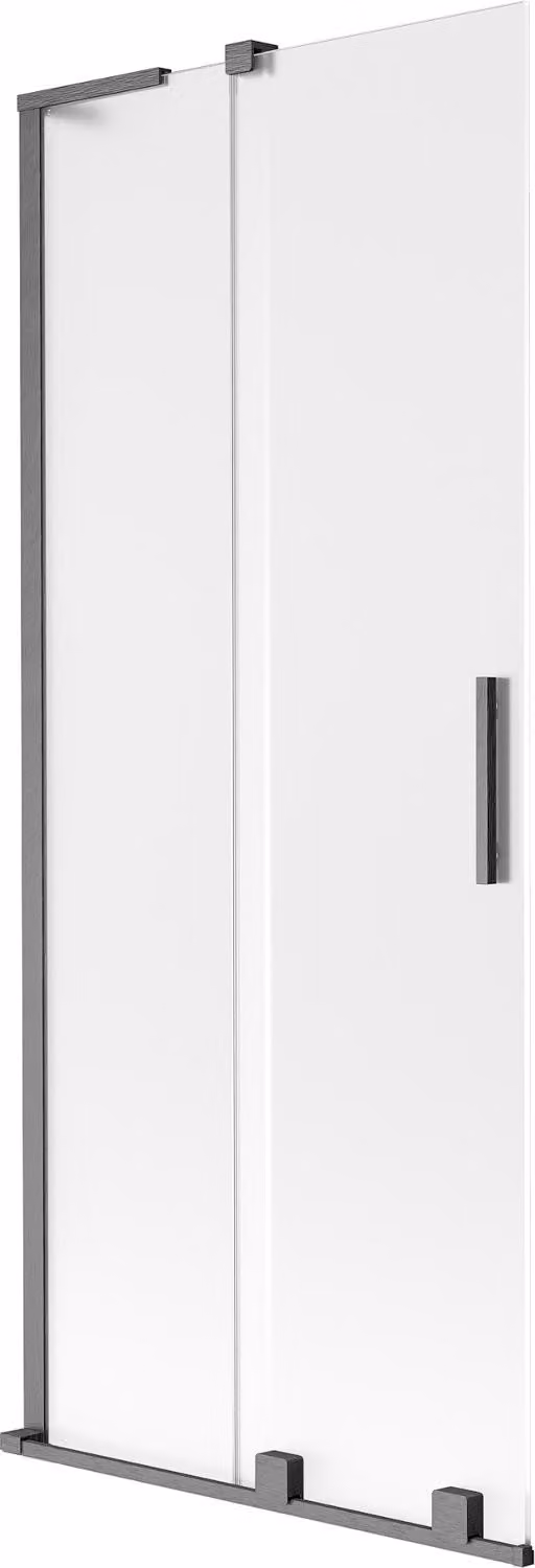 Mexen Velar L paravento da vasca a 2 ante scorrevoli 85 x 150 cm, smerigliato, grigio canna di fucile spazzolato