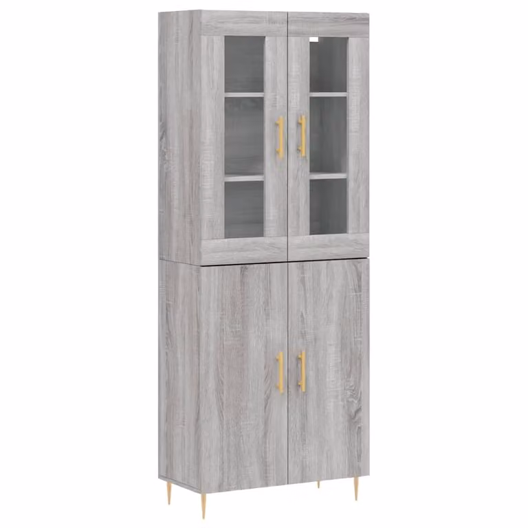 Credenza Grigio Sonoma 69,5x34x180 cm in Legno Multistrato