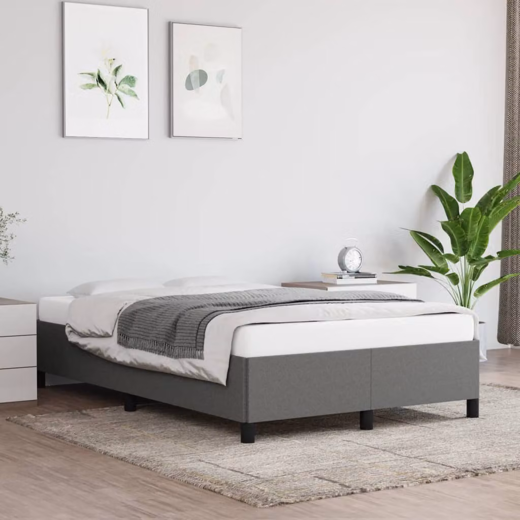 vidaXL Giroletto senza materasso in tessuto grigio con struttura in legno e doghe piatte L: 120 cm, P: 200 cm