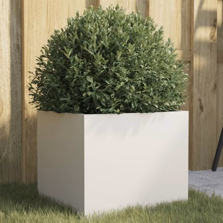 Fioriera bianca vidaXL in acciaio L: 32 cm, P: 30 cm, H: 29 cm