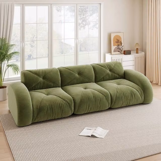 Sofa modulare extra grande a 3 posti - Zephmum - Tessuto Chenille comodo, design antiscivolo, colore verde