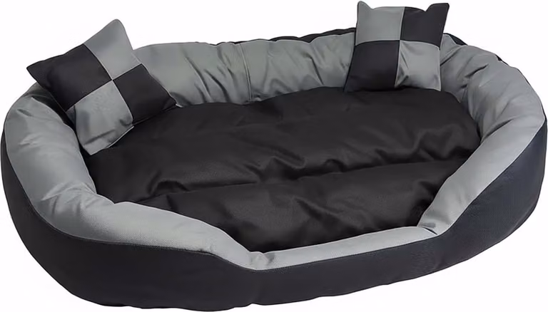 Lettino per cani Hossi's Wholesale lavabile con cuscino reversibile, divano per cani di peluche grigio, cestino per cani misura M 85x70x20cm