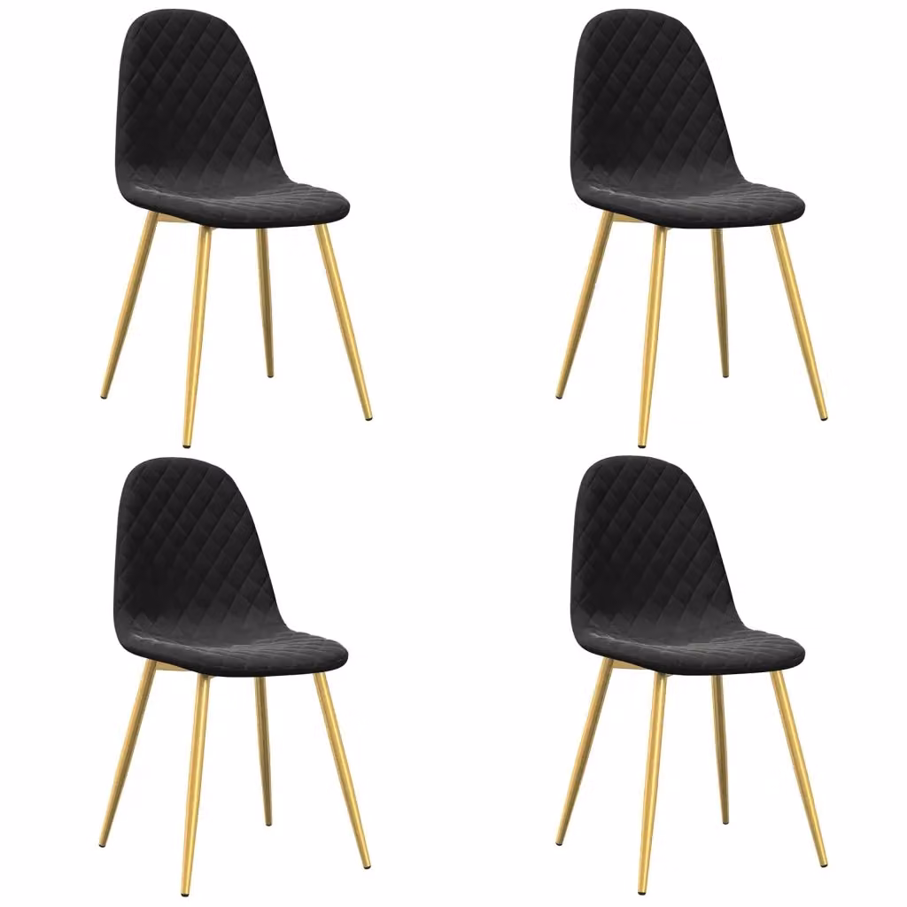 Set di 4 sedie da pranzo vidaXL in velluto nero con dettagli oro per soggiorno e cucina – 2