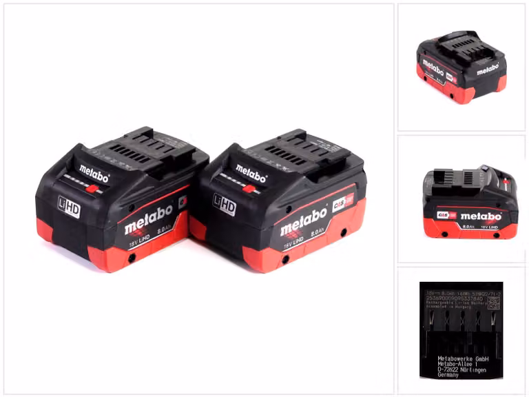 Metabo 2x batterie 8.0 Ah 18V LiHD (625369000)