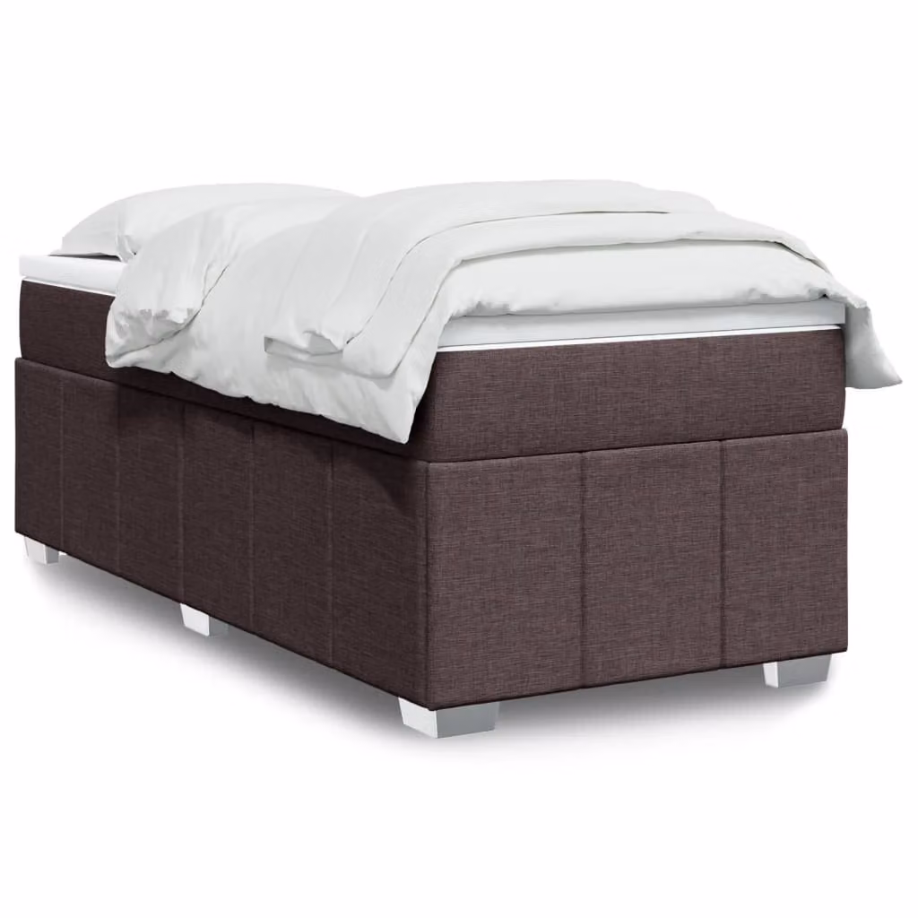 vidaXL Giroletto a Molle con Materasso in Tessuto Marrone e Bianco L/P: 90 x 200 cm