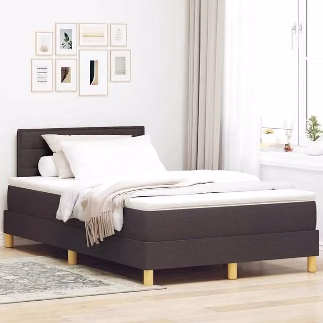 Letto a Sorgente LED Marrone Scuro 120 x 200 cm Tessuto 3342355