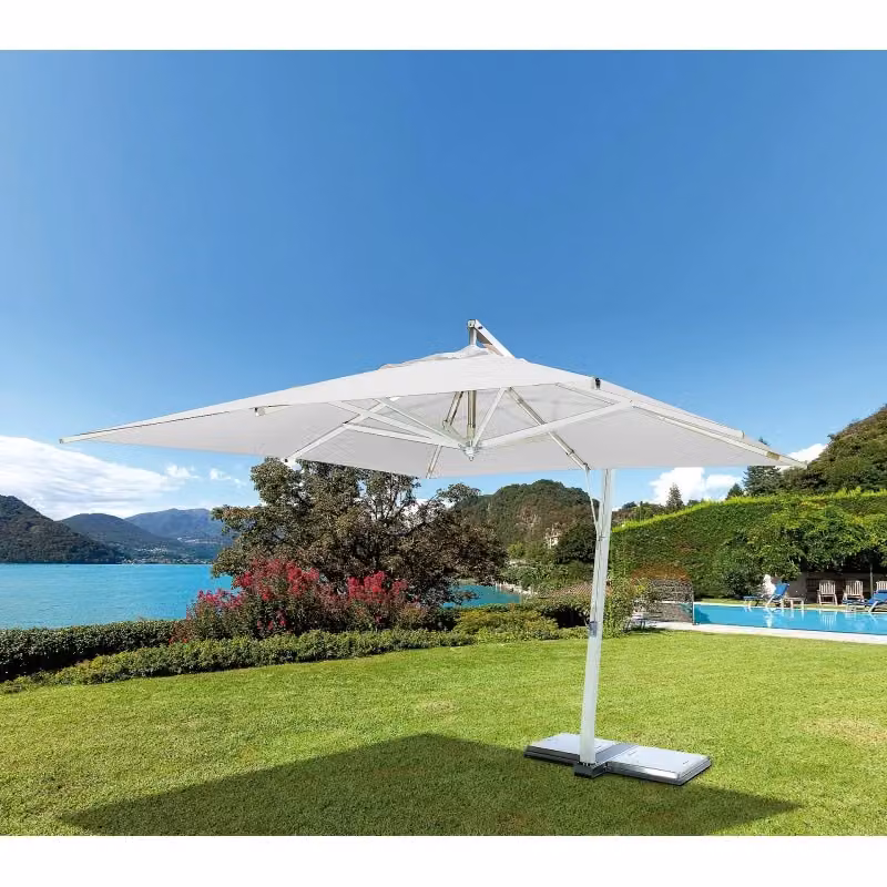 Ombrellone a braccio MOIA quadrato bianco in alluminio e poliestere L/P: 350 x 350 cm – 2