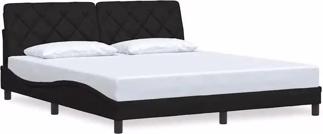 Letto matrimoniale | Letto per adulti | Giroletto senza Materasso Nero 180x200 cm in Tessuto