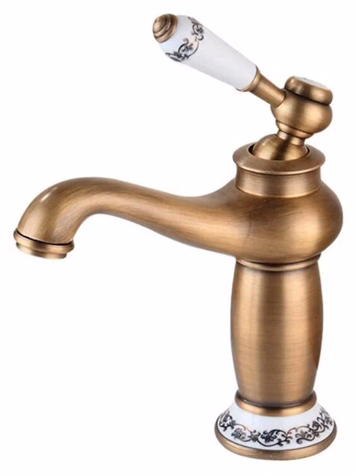 Rubinetto da bagno in ottone, monocomando, finitura dorata