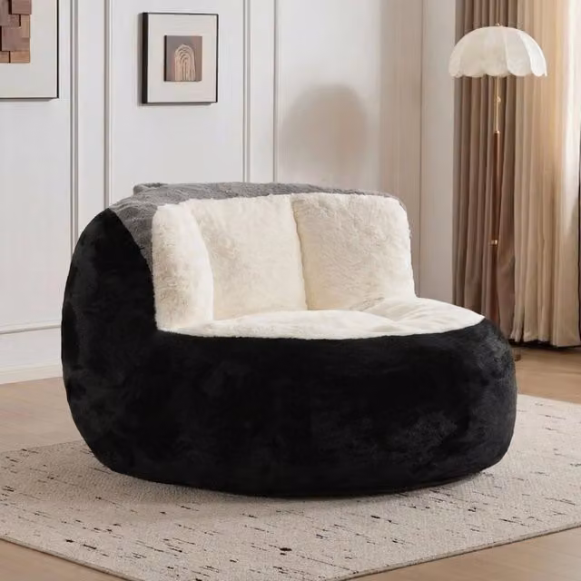 Divano a sacco Minimal in tessuto nero, bianco e grigio
