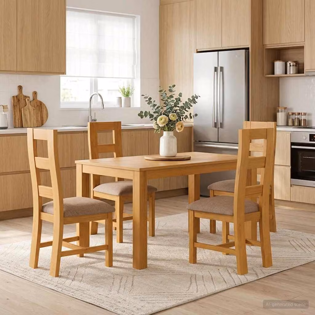 Set da pranzo vidaXL in legno di quercia composto da 5 pezzi, colore grigio e marrone, stile moderno per cucina e sala da pranzo