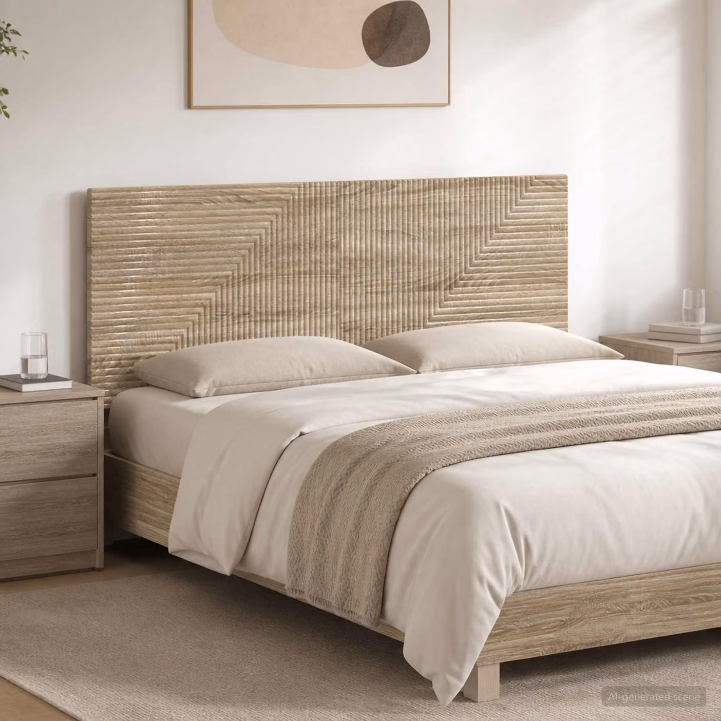 Testiera da muro vidaXL HAARLEM in legno ingegnerizzato Rovere Sonoma, marrone, con ripiano integrato e scomparti laterali, L: 140 cm, H: 50 cm, P: 12,15 cm