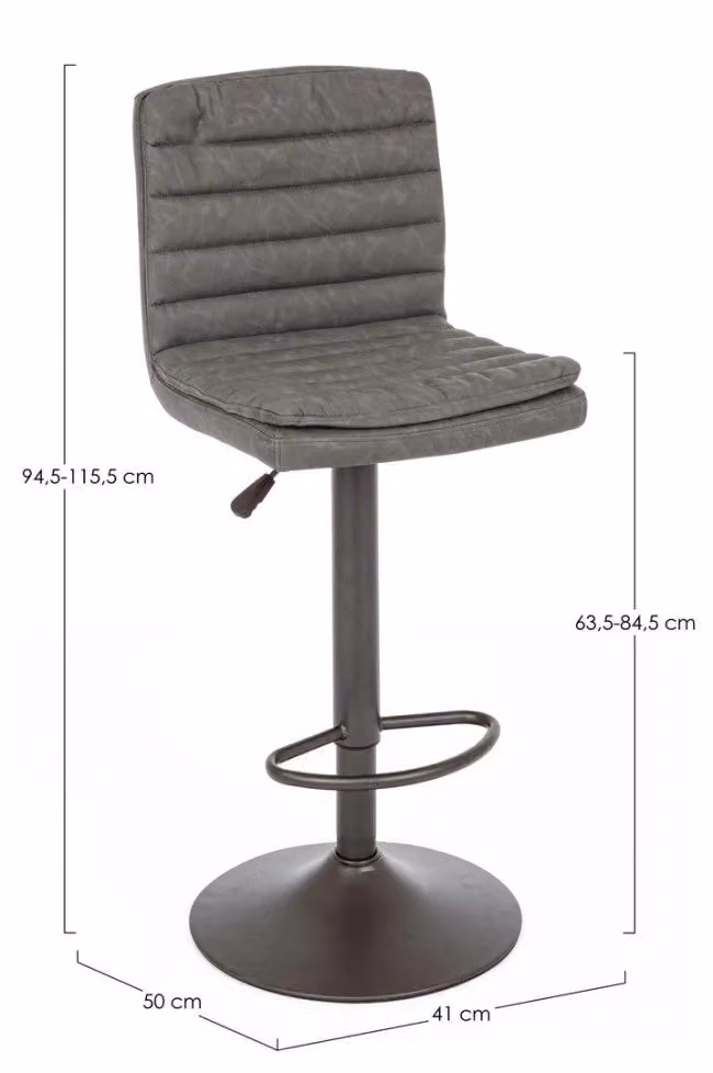 Set di 2 sgabelli regolabili Connor GIORDANOSHOP in ecopelle grigio scuro con struttura in metallo, L/P/H: 41 x 50 x 94,5-115,5 cm – 2