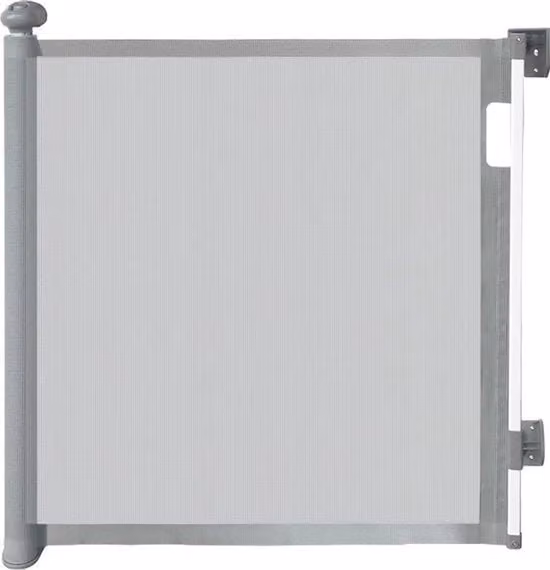 Barriera estensibile Sunnycome per bambini e animali, modello roll up senza foratura, grigia, L: 160 cm, H: 82 cm