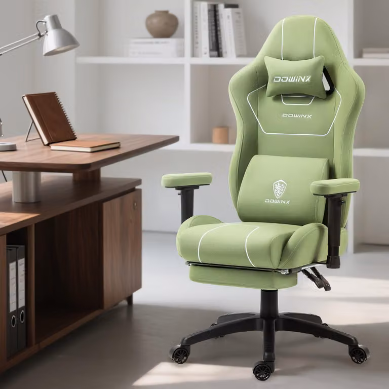 Sedia da gaming ergonomica, adatta anche come sedia da ufficio, con schienale alto, braccioli regolabili e poggiapiedi, colore nero