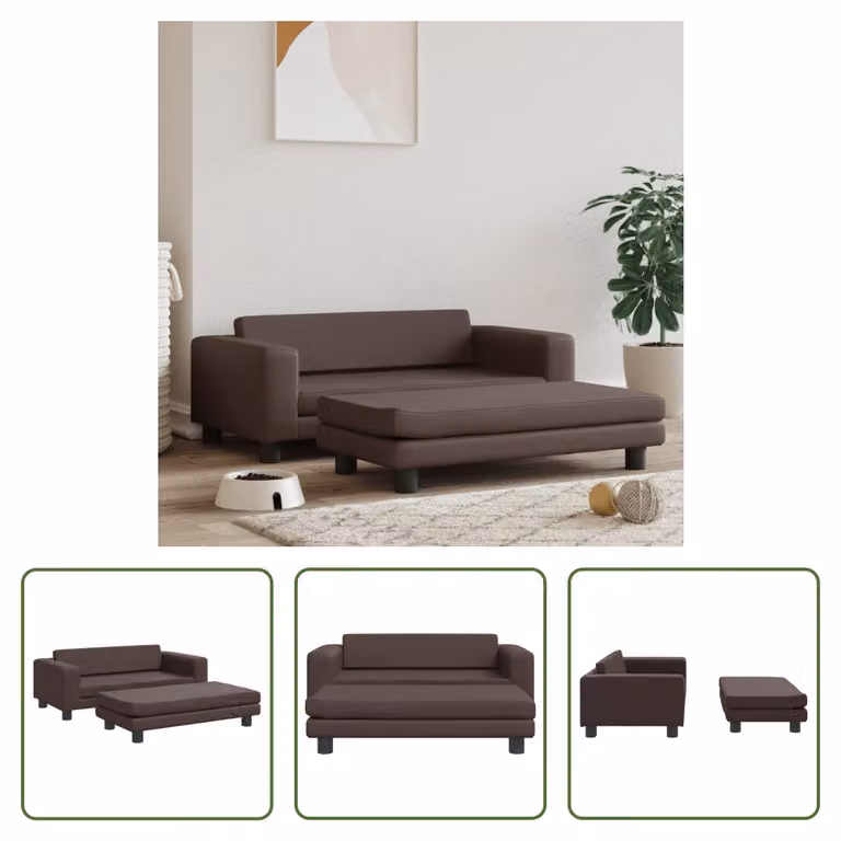 The Living Store Lettino per cani con estensione marrone 100x50x30 cm in Pelle finta