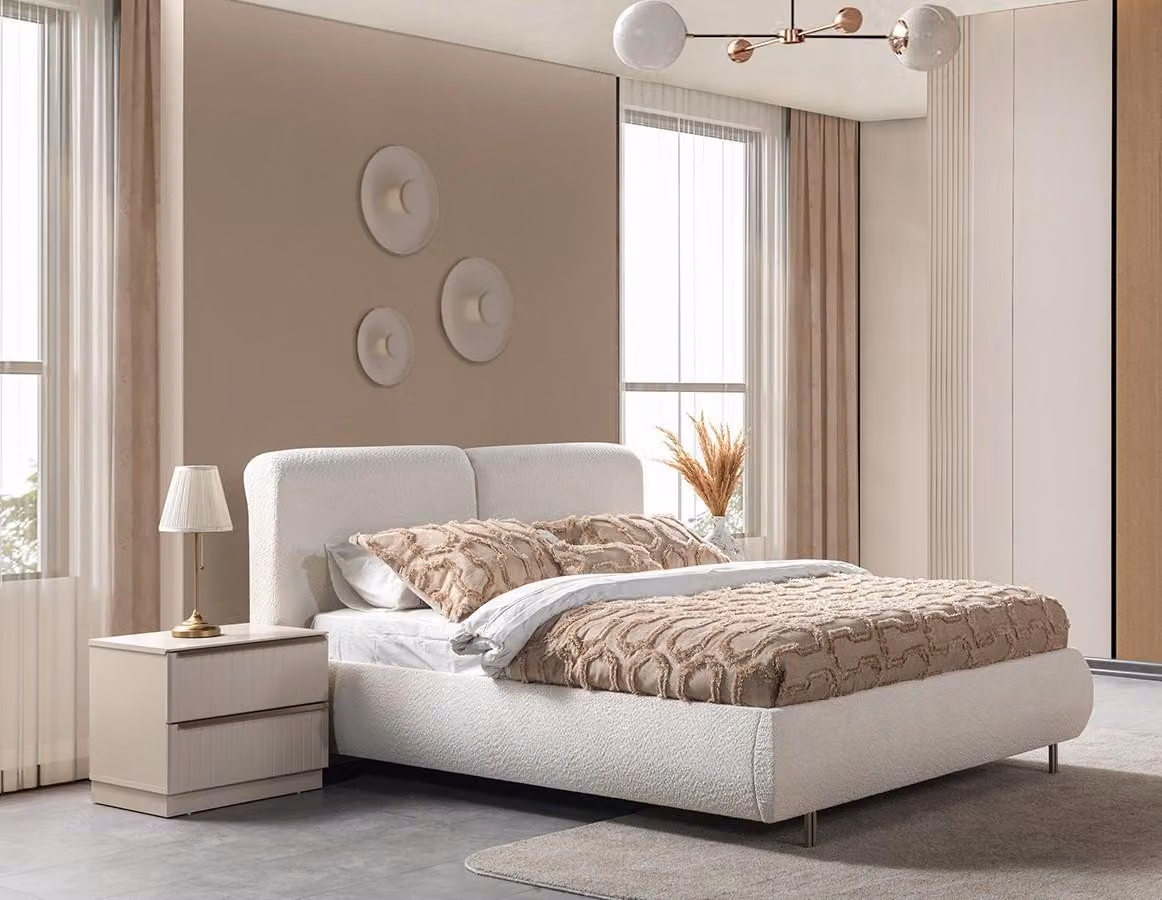 Comodino doppio, stile moderno, colore bianco, nuovo, pratico, per la camera da letto