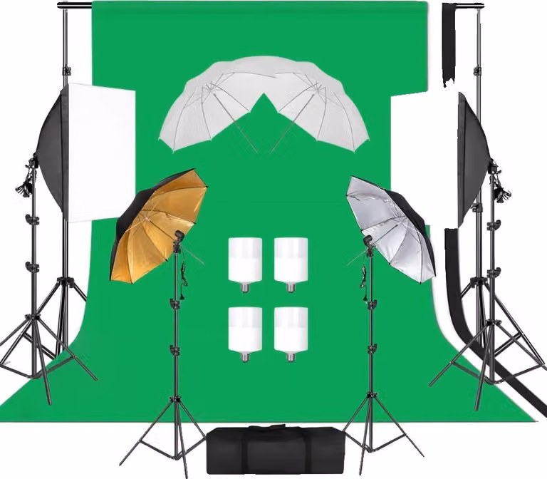 Set di cavalletti fotografici, comprendente softbox, treppiedi e sfondo, SH-TZ-36