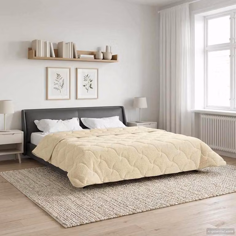 Piumino estivo reversibile vidaXL in microfibra traspirante, beige, L: 240 cm, P: 220 cm