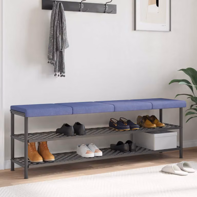 Set di 4 cuscini per panchina vidaXL in tessuto blu jeans con antiscivolo e imbottitura in schiuma, Profondità: 35 cm