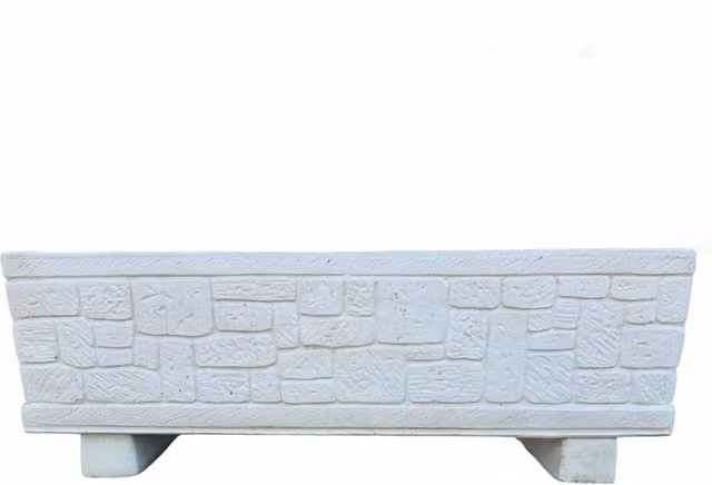 Fioriera giardino cemento effetto pietra l.101xp.30xh.34 cm serie valle d'itria