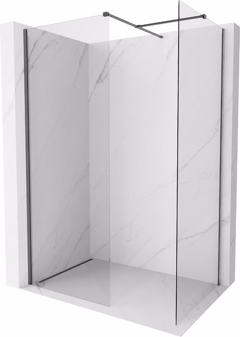 Mexen Kioto-X parete doccia Walk-in 120 x 100 cm, trasparente 10 mm, grigio canna di fucile spazzolato - 800-120-202-66-00-100-X