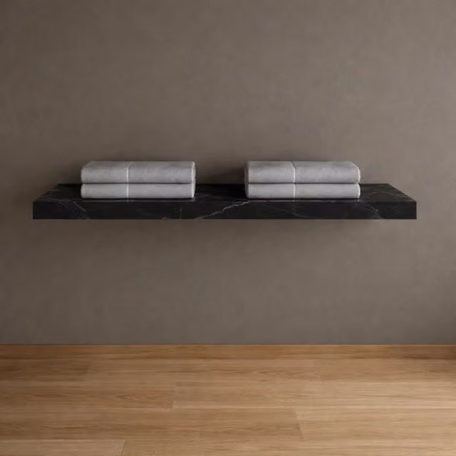 Mensola inferiore lavabo sospeso astrid in stone nero e bianco venato *** finitura- nero, confezione 1