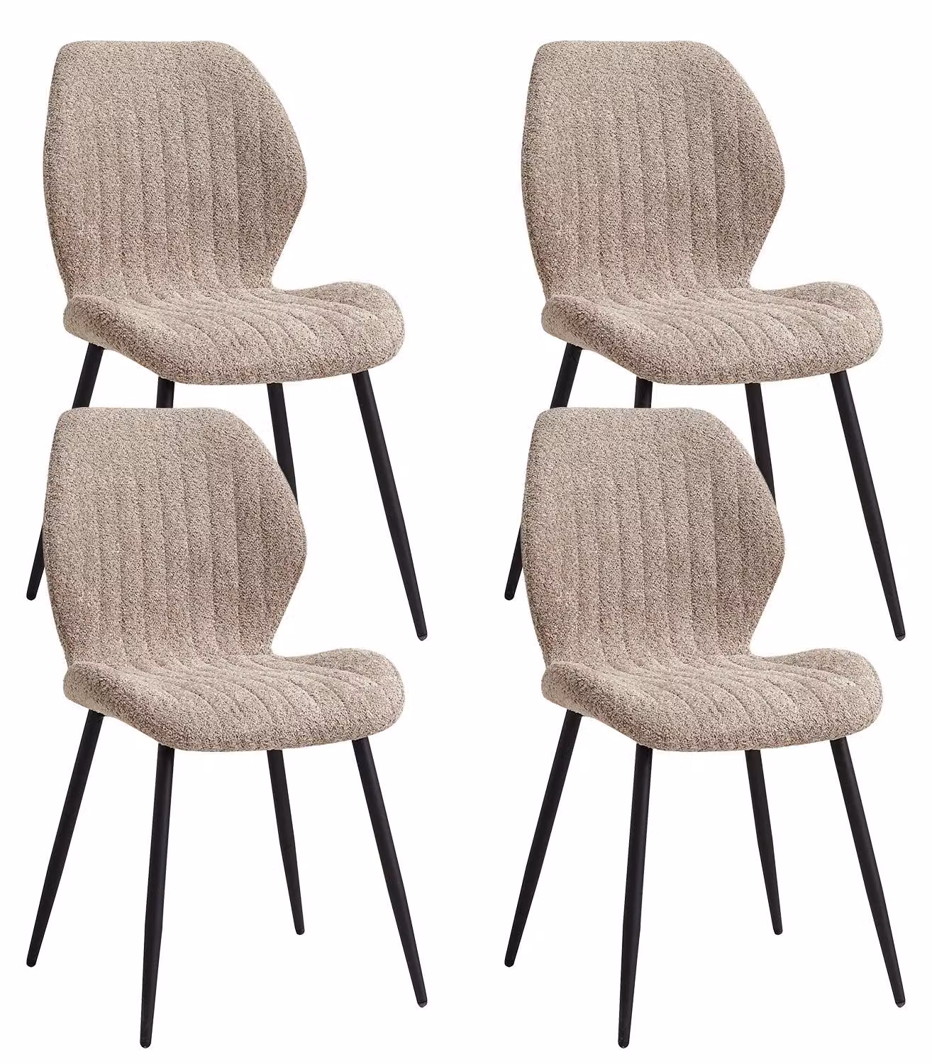 Sedie da pranzo - Set di 4 - Struttura in metallo - Da montare autonomamente - Non girevoli - Stile minimalista e moderno - Colore marrone