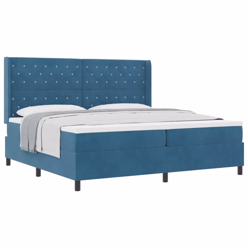 Letto a molle con materasso vidaXL in velluto blu, L/P/H: 200 x 200 x 280 cm – 2