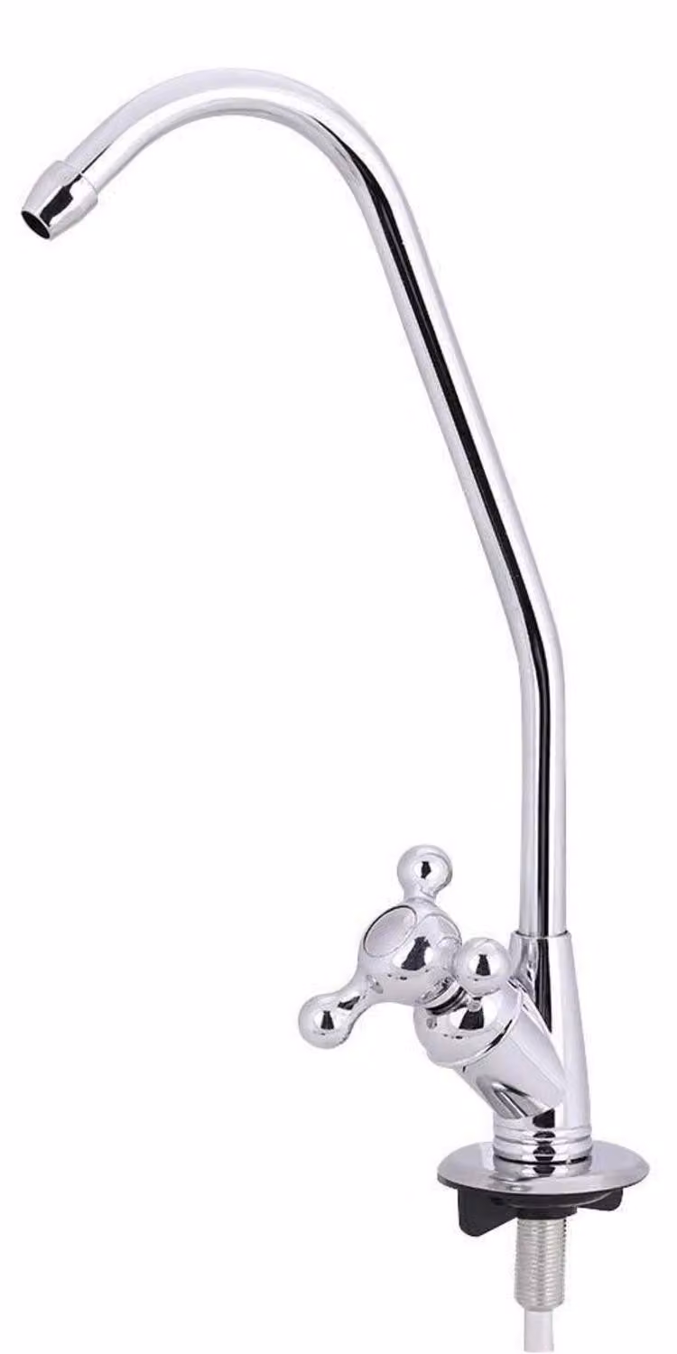 Rubinetto per cucina con sistema di osmosi inversa, attacco da 6,35 mm, realizzato in lega di zinco, girevole a 360°, colore argento