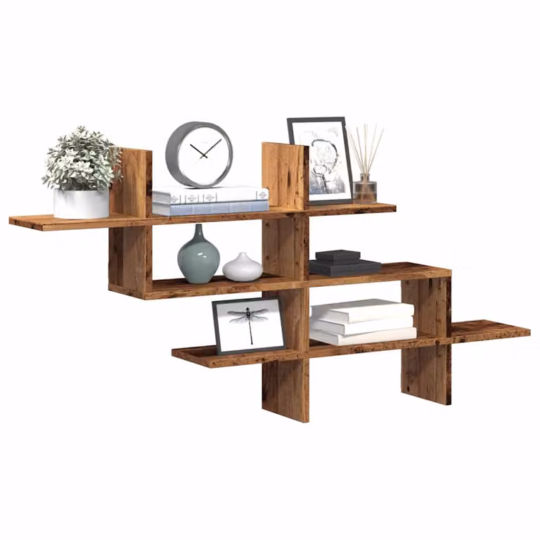 Scaffale a Parete vidaXL in MDF Effetto Legno Vecchio Marrone L: 124,5 cm, P: 18 cm, H: 60,5 cm