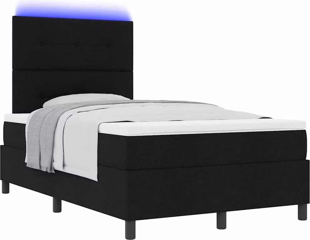 SYFAX™ Letto a molle con materasso con led Nero 120 x 190 cm Tessuto