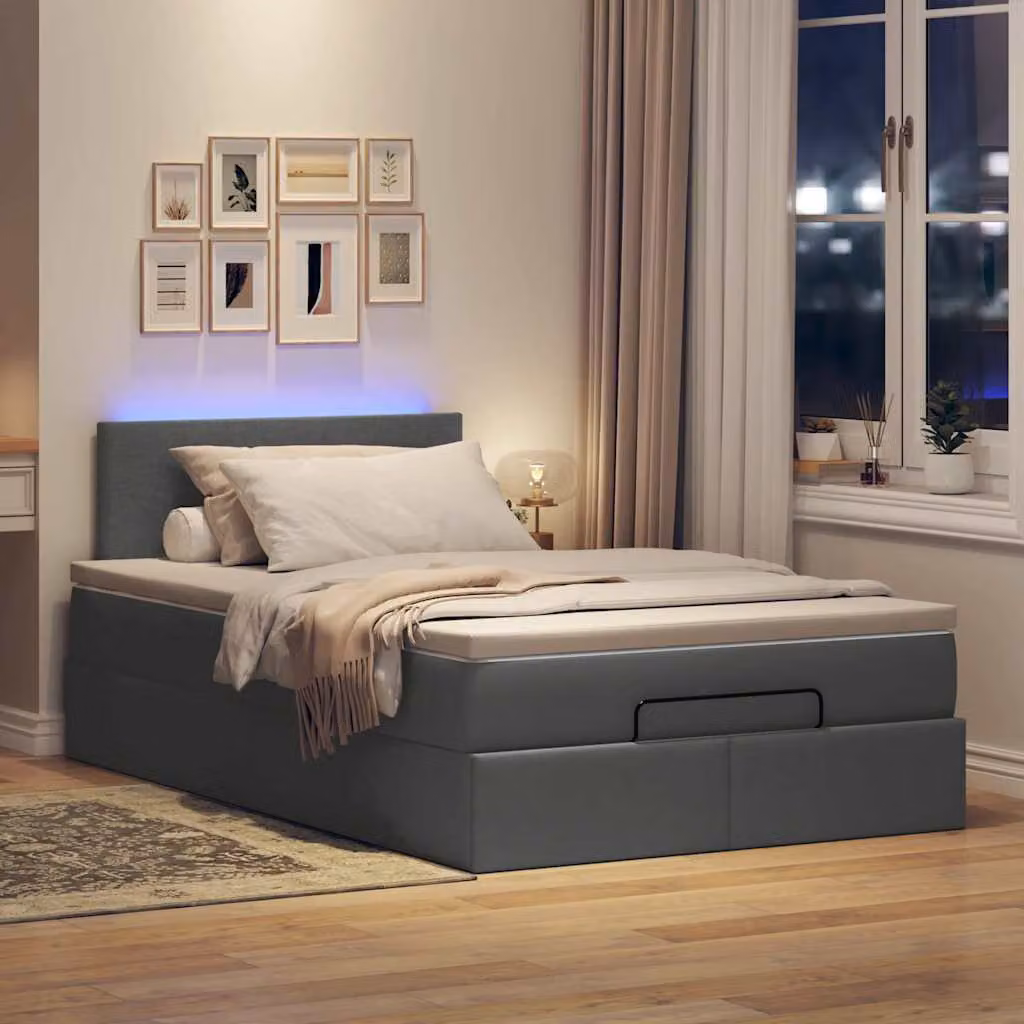 Maison Exclusive - Pouf Letto con Materasso e LED Grigio Scuro 120x190 cm Tessuto